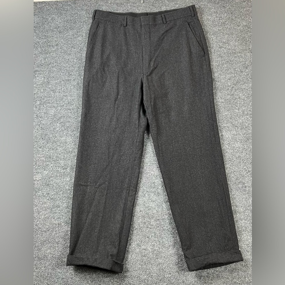 Brooks Brothers Pants Men 35‎ Gray Brooksease Wool Dress Trouser Cuffed Leg